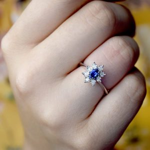 0.42 Ct.Safir Pırlanta Yüzük