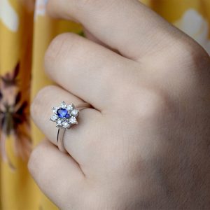 0.42 Ct.Safir Pırlanta Yüzük