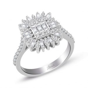 0.70 Ct Modern Tasarım Baget Kare Tektaş Yüzük