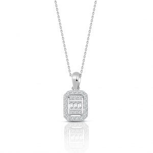 0.30 Ct. Baget Pırlanta Kare Tektaş Kolye