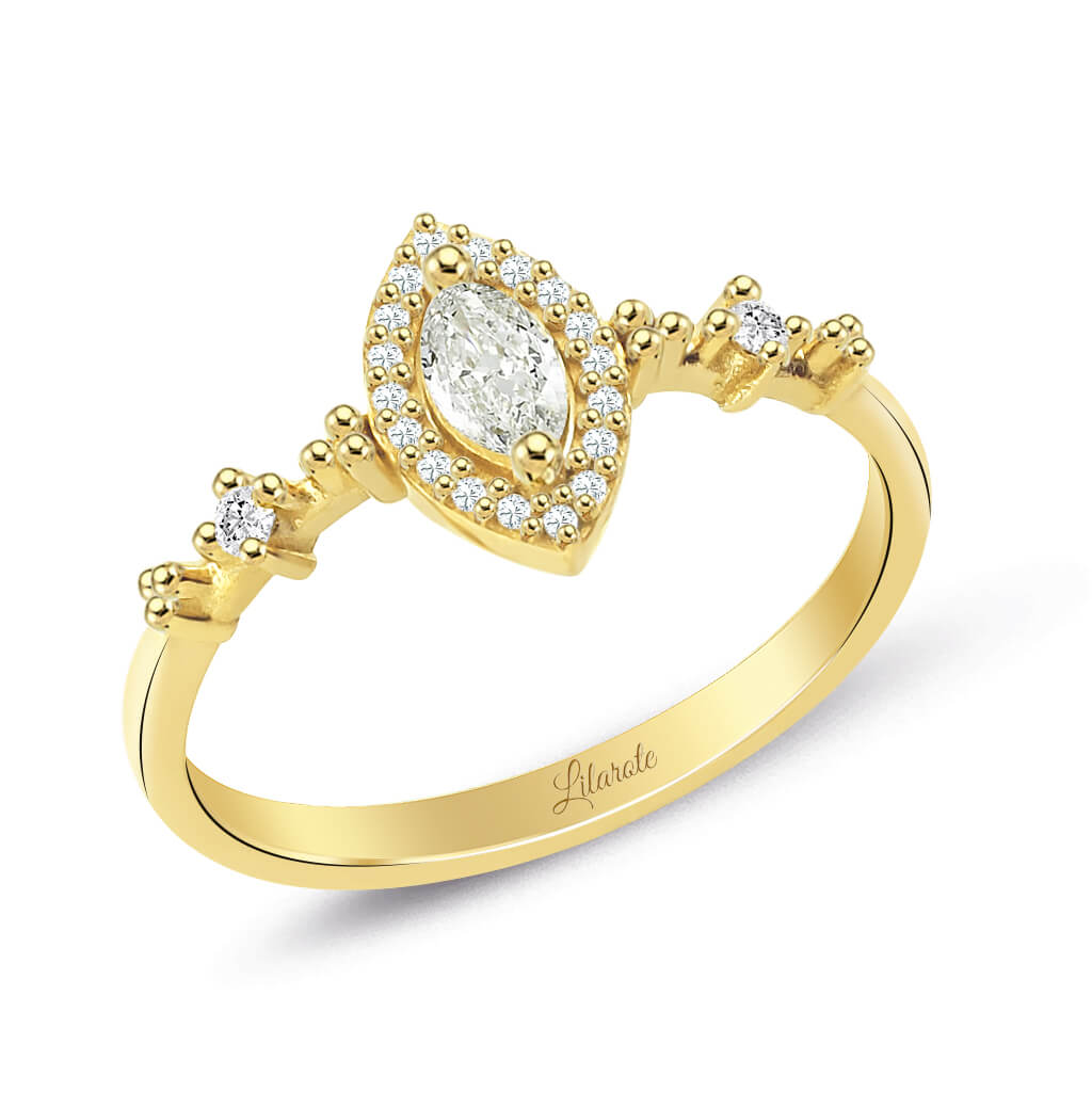 0.32 Ct. Pırlanta Modern Tasarım Markiz Yüzük