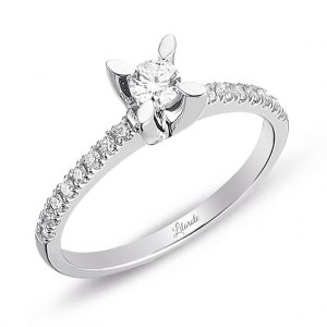 0.39 Ct. Kolları Taşlı Tektaş Pırlanta Yüzük