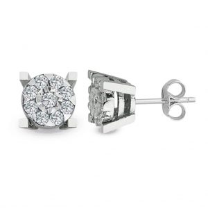 0.72 Ct. Modern Tasarım Coronet Tektaş Küpe
