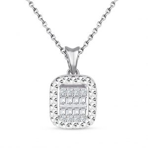 Modern Tasarım 0.15 Ct Baget Kare Tektaş Kolye
