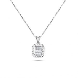 Modern Tasarım 0.15 Ct Baget Kare Tektaş Kolye