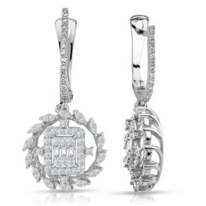 Modern Tasarım 1.10 Ct Baget Kare Tektaş Küpe