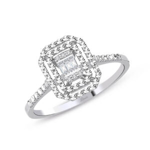 0.05 Ct Modern Tasarım Baget Kare Tektaş Yüzük