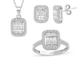 Taşlı Modern Baget Altın Set