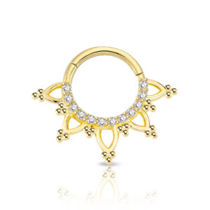 Sıra Taşlı Top Top Altın Helix Piercing