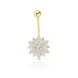 Altın Oval Tek Taşlı Piercing