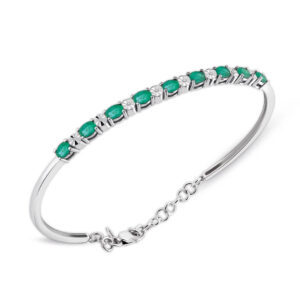 2.10 Ct Pırlantalı Markiz Zümrüt Bilezik